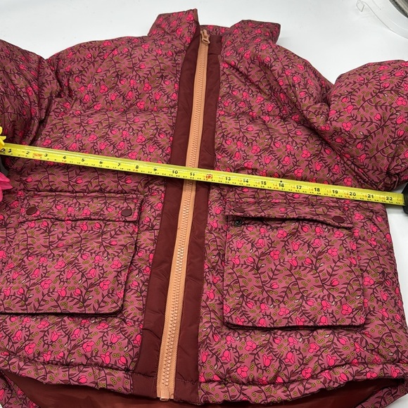 Numph Anthropologie Pink Red Floral Winter Coat Size Small - Picture 8 of 9